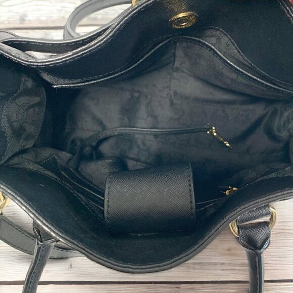 Michael Kors Medium Hamilton East West Satchel Black Saffiano Leather Gold HW - Picture 6 of 13